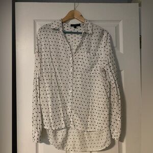 Velvet‎ Heart Women's SZ MED White Rayon Blouse w/ Black Leaves🤍🖤